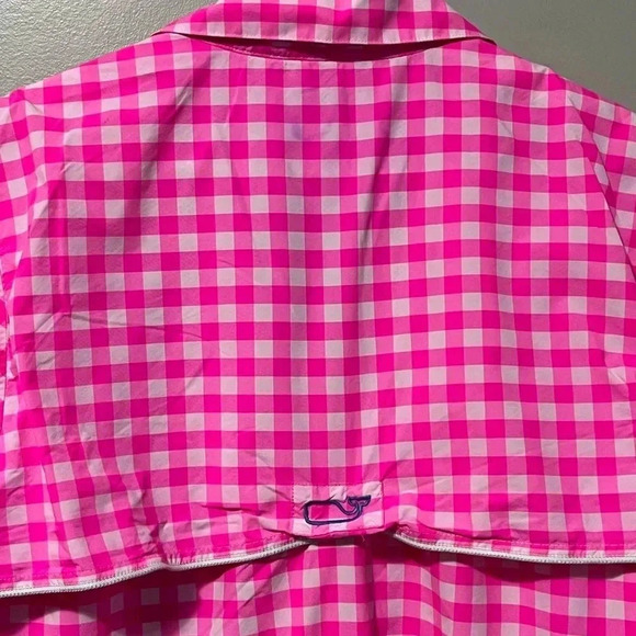 Vineyard Vines Gingham Performance Shirt  Dress Hot Pink - Picture 10 of 13